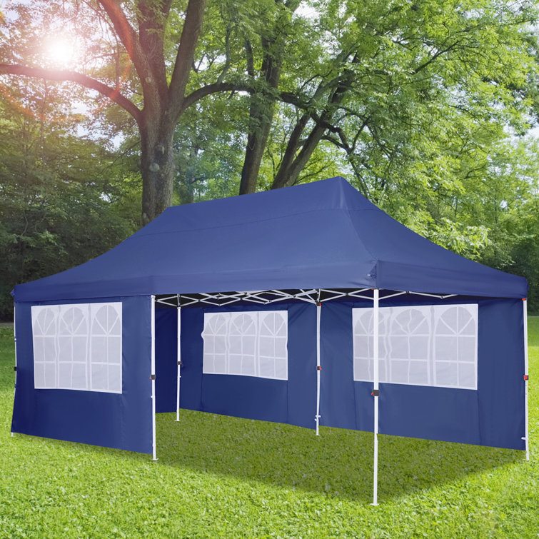 20 Ft. W x 10 Ft. D Steel Portable Party Tent with 6 Sidewalls Storage Bag  Waterproof UV50+